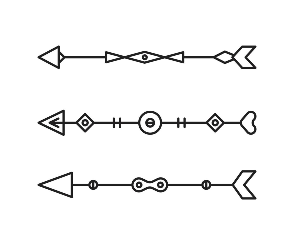 conjunto de ilustração de linha de setas vetor