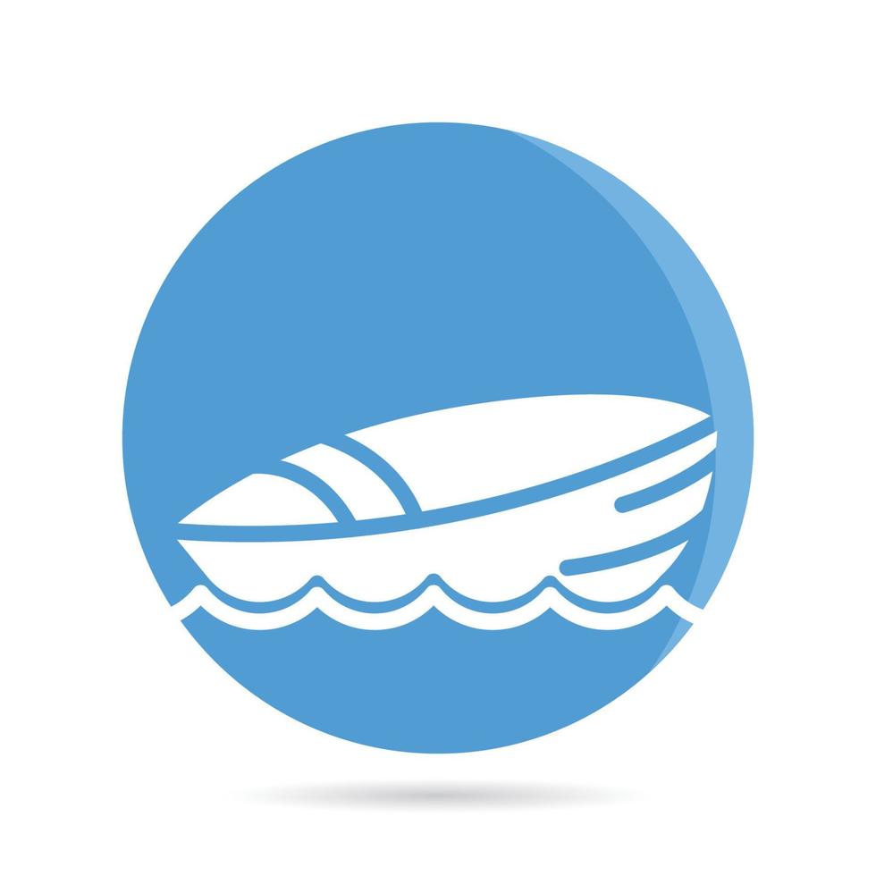 ícone de barco pequeno na ilustração de botão de círculo vetor
