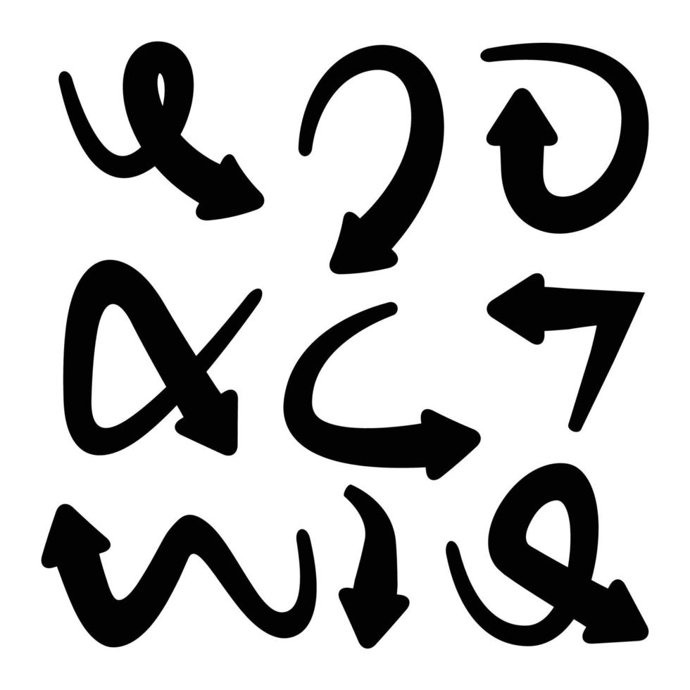 símbolos de seta doodle vetor
