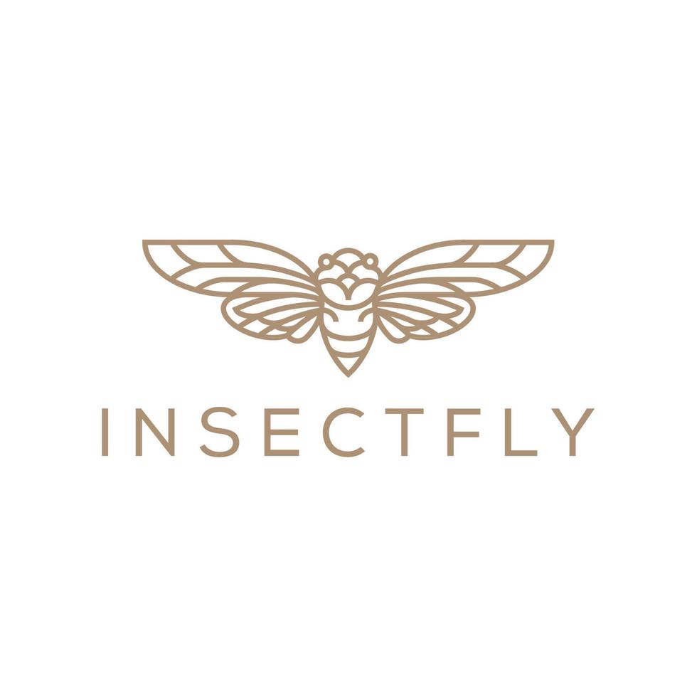 logotipo de símbolo de ícone de arte de linha de inseto vetor
