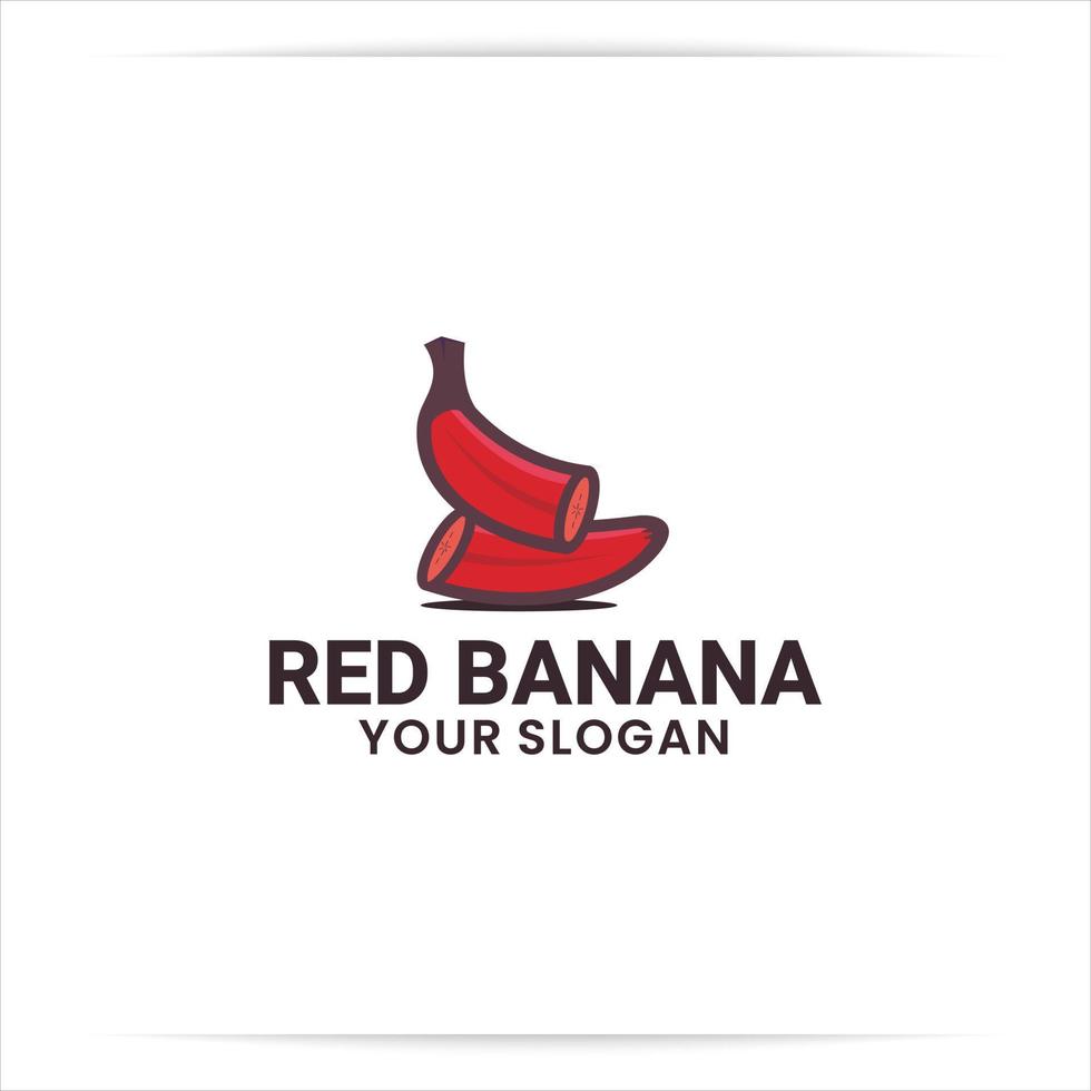 vetor de design de logotipo de banana vermelha. para restaurante e comida saudável