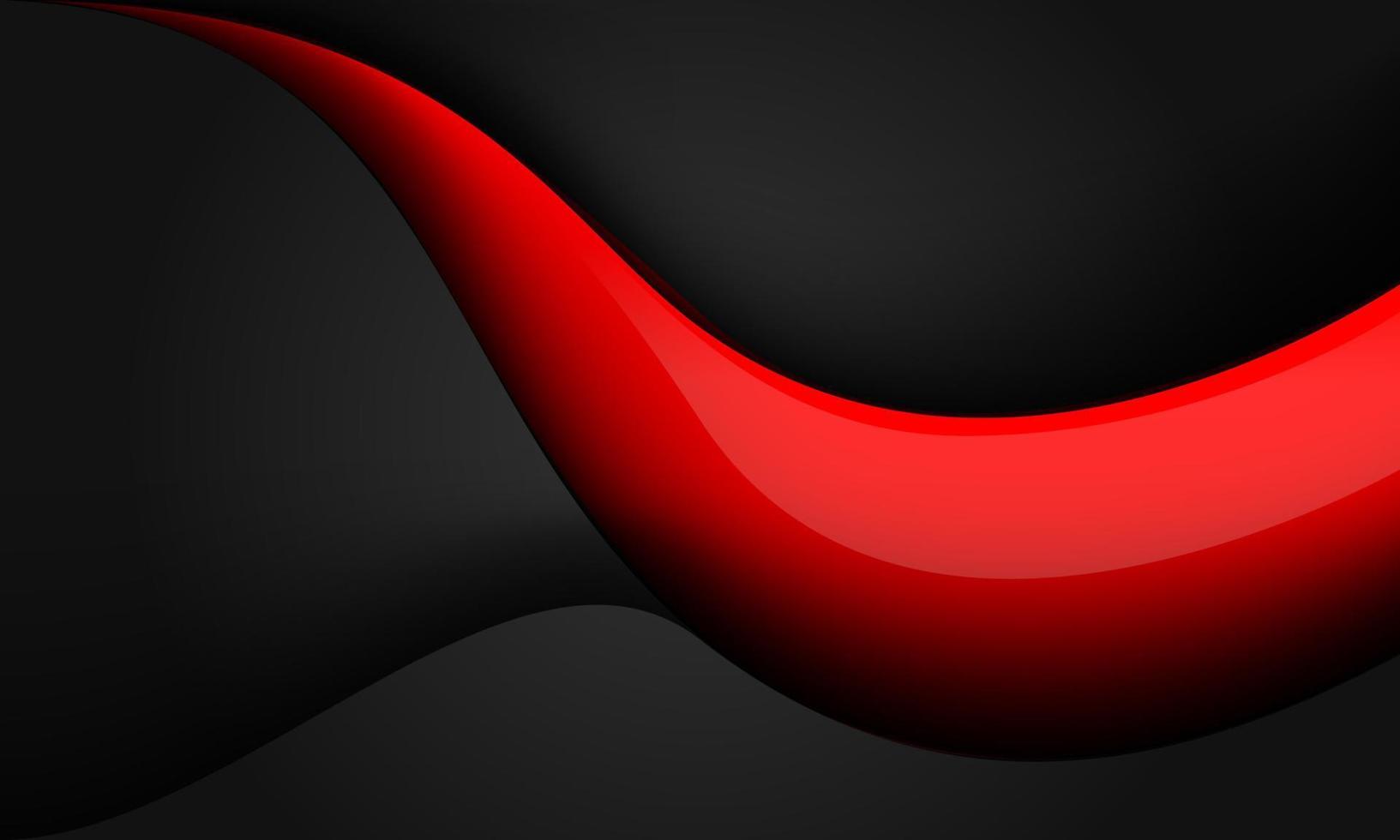 curva de sombra preta brilhante vermelha abstrata no design metálico cinza moderno vetor de fundo futurista