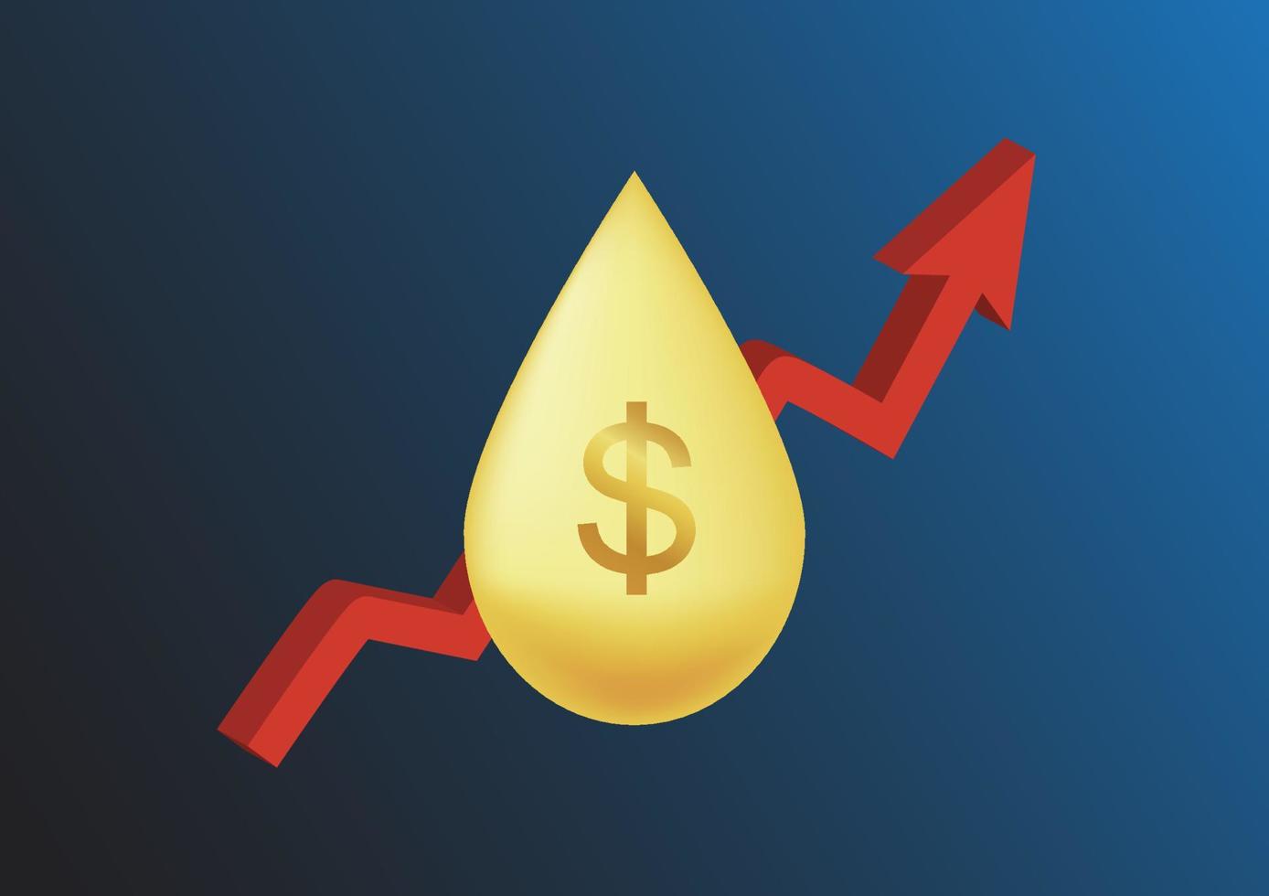 preço do petróleo design dourado com seta para cima mostrando aumento no preço do petróleo. vetor