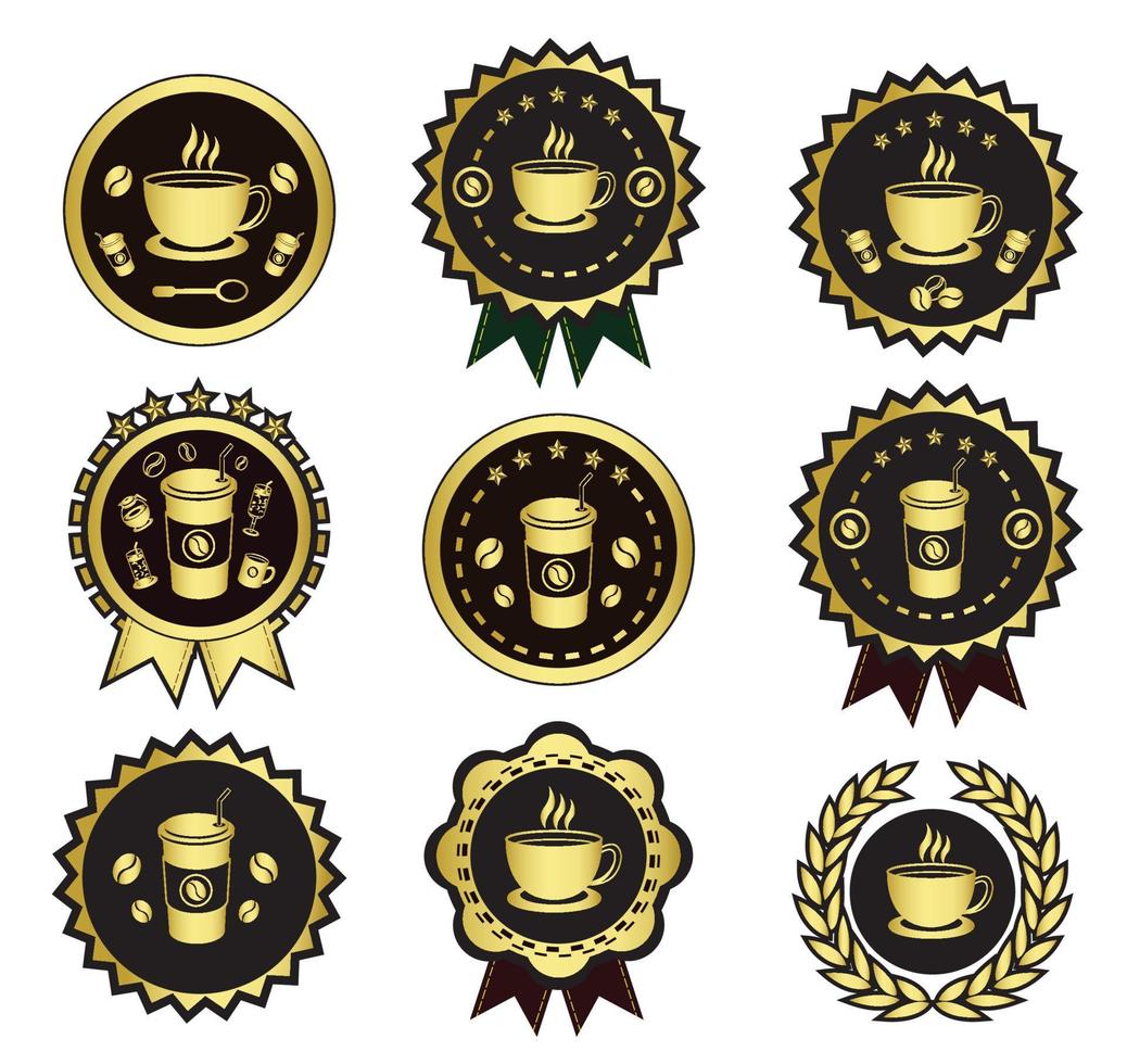 conjunto de logotipo de café dourado vetor