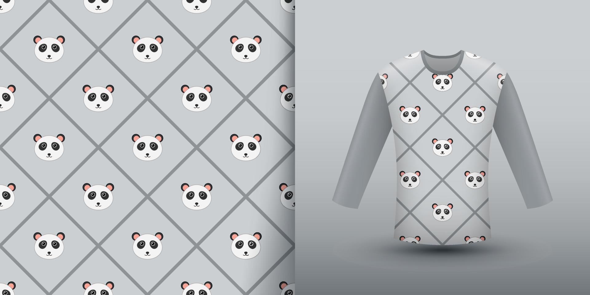 padrão perfeito de panda com camisa vetor