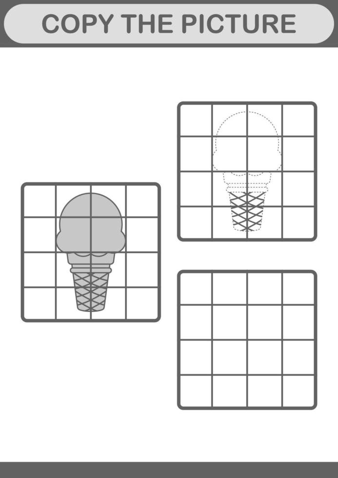copie a foto com sorvete. planilha para crianças vetor