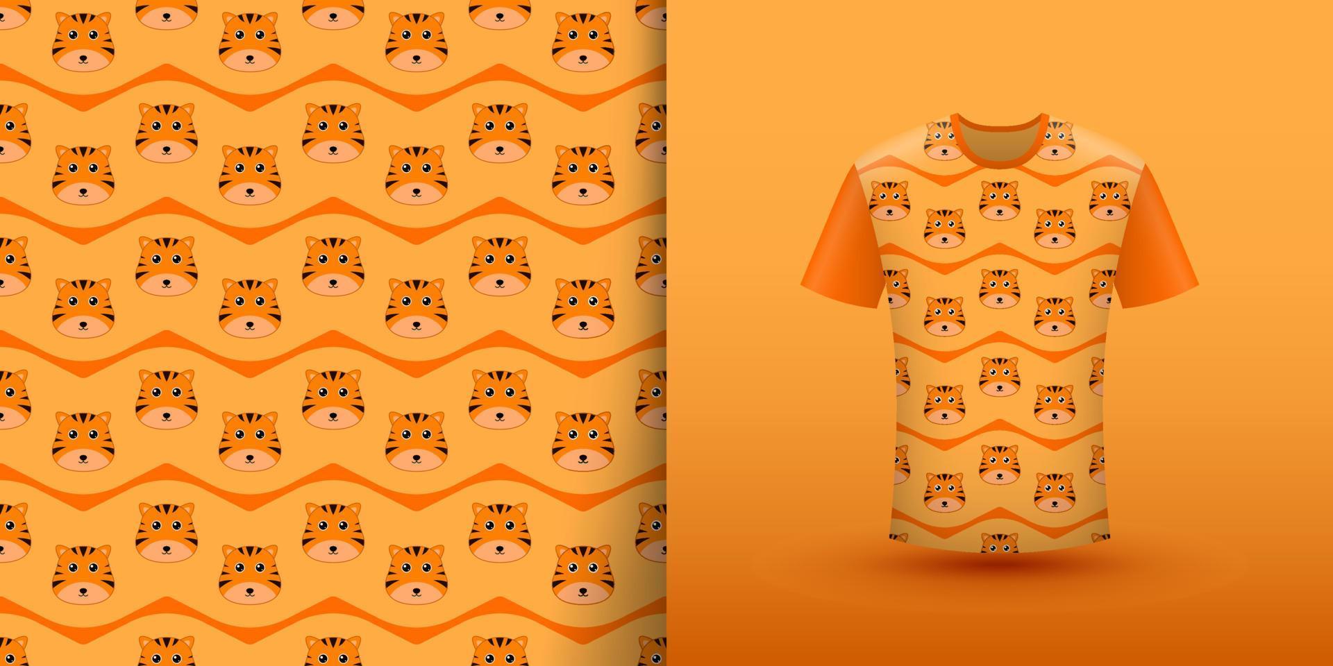 padrão sem costura de tigre com camisa vetor