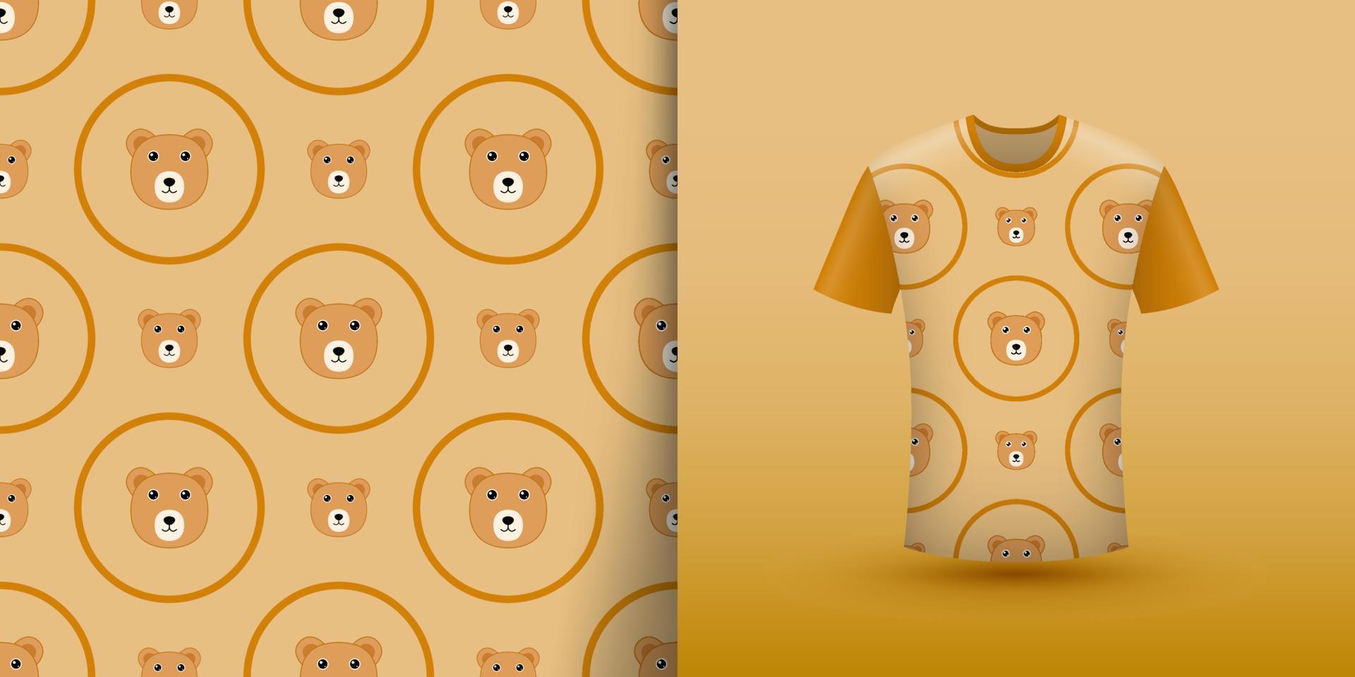 urso sem costura padrão com camisa vetor