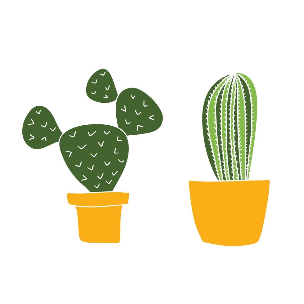 cactos e suculentas isolados no fundo branco. plantas de interior em um estilo simples. ilustração vetorial. vetor