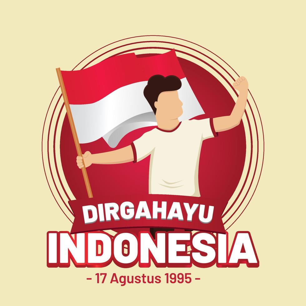modelo de mídia social dirgahayu indonésia com ilustração de pessoas vetor