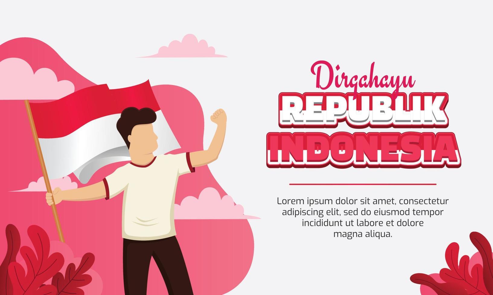 página de destino do dia da independência da indonésia com ilustração de pessoas vetor