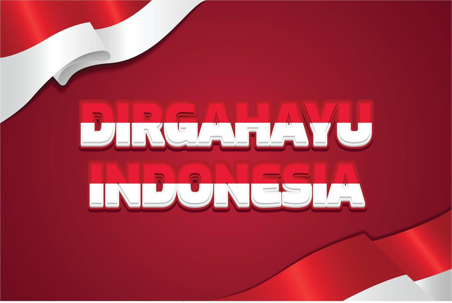 efeito de texto editável do dia da independência da indonésia dirgahayu vetor