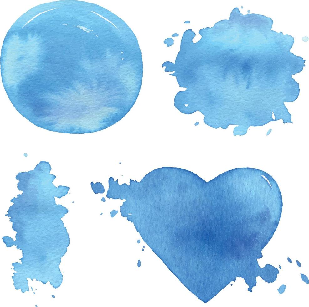 manchas azuis do mar aquarela em um fundo branco vetor