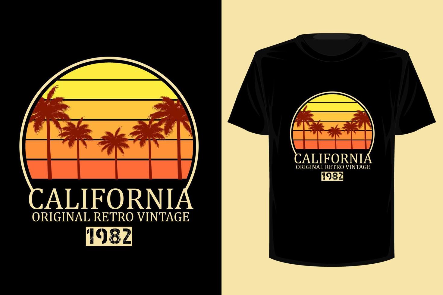 design de camiseta vintage retrô da califórnia vetor