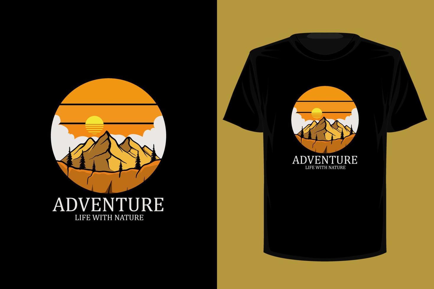 design de camiseta vintage retrô de aventura vetor