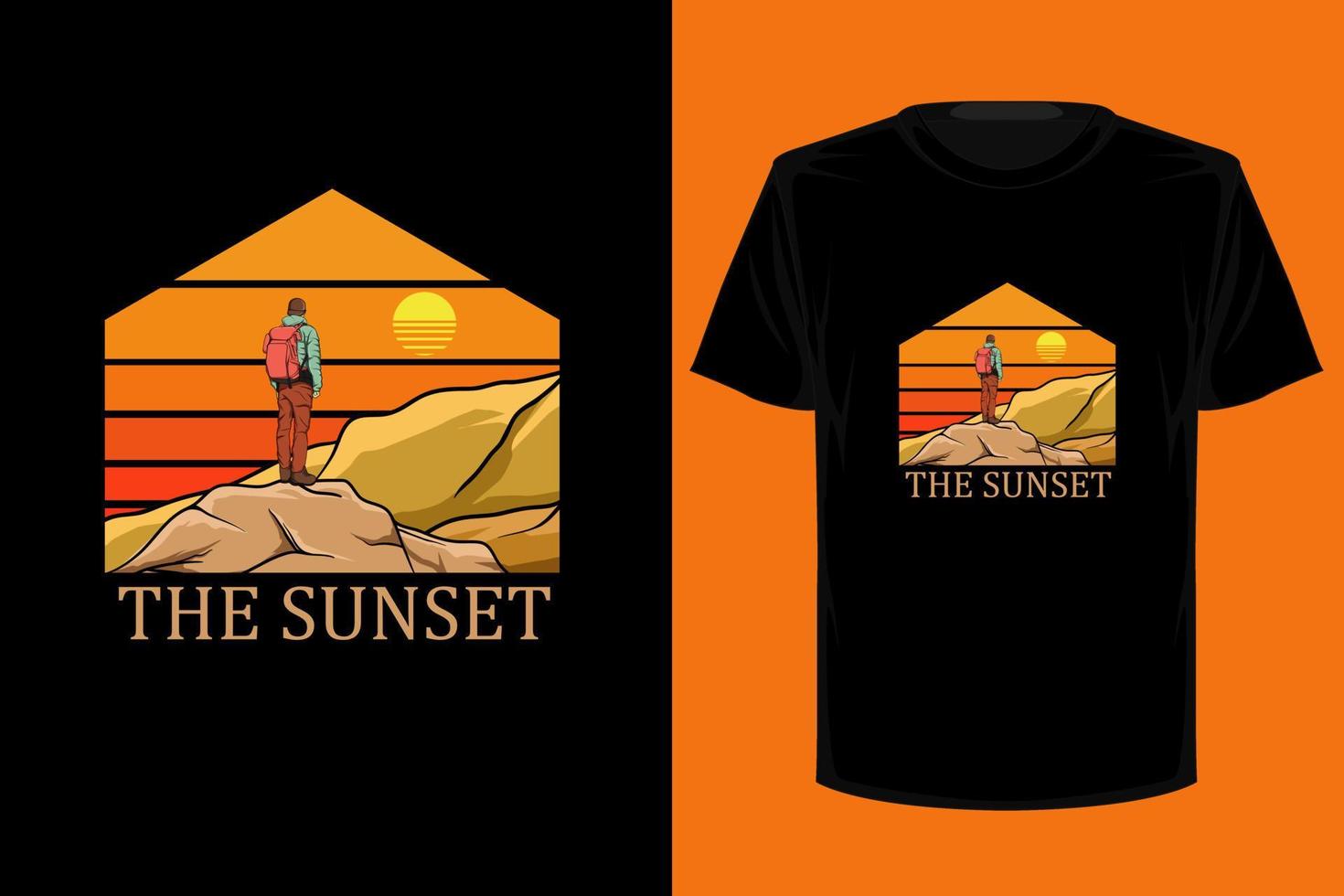 o design de camiseta vintage retrô do pôr do sol vetor