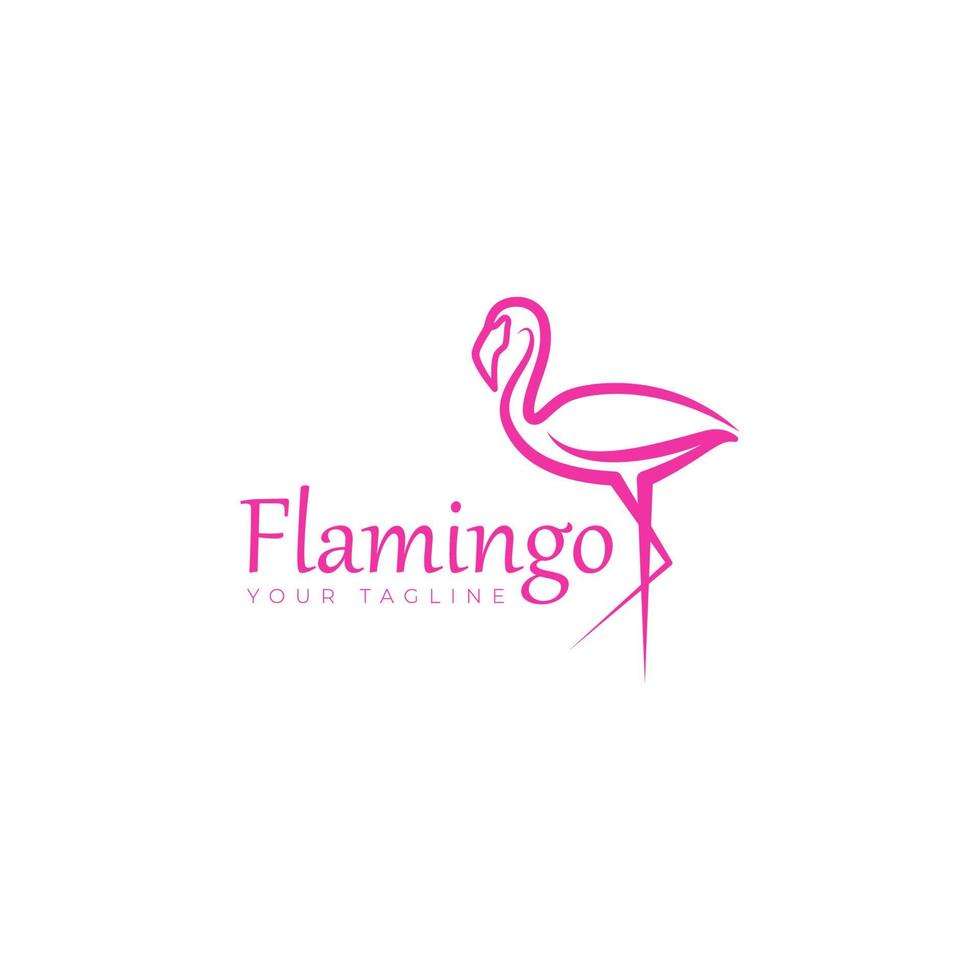 beleza flamingo pássaro animal arte ilustração de design de logotipo em vetor de ícone de estilo de linha minimalista