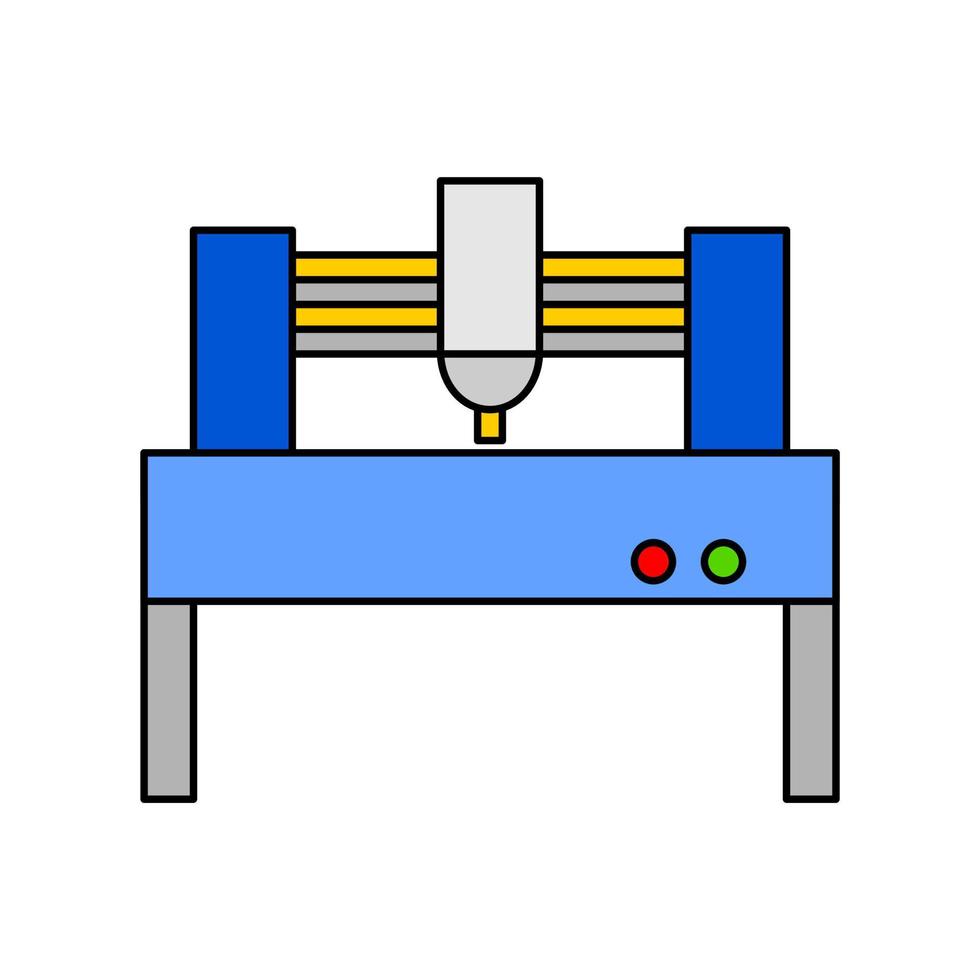 Controle numérico computadorizado da máquina do roteador cnc. máquinas de símbolo de ícone plano, fabricação, símbolo de metalurgia. vetor