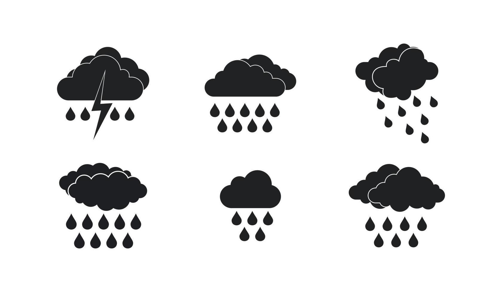 conjunto de ícones de nuvem chuvosa, estilo simples vetor