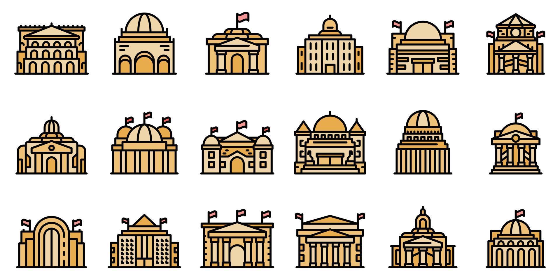 conjunto de ícones do parlamento vetor plano