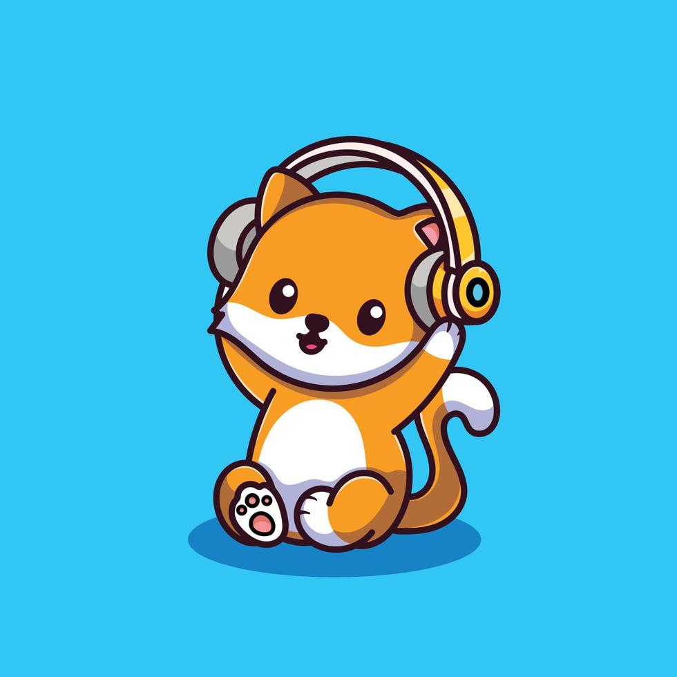 bonito shiba inu cão cartoon ilustração de ícone de vetor. animal tecnologia ícone conceito isolado vetor premium. estilo de desenho animado plano