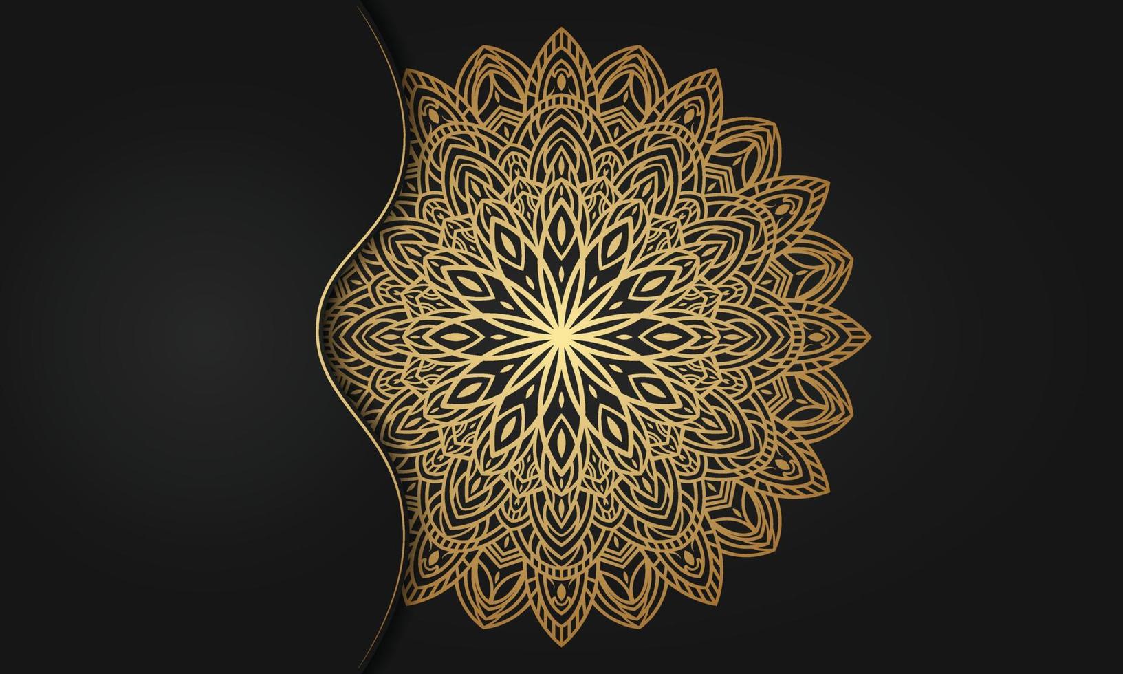 fundo de mandala de luxo com design ornamental na cor dourada vetor