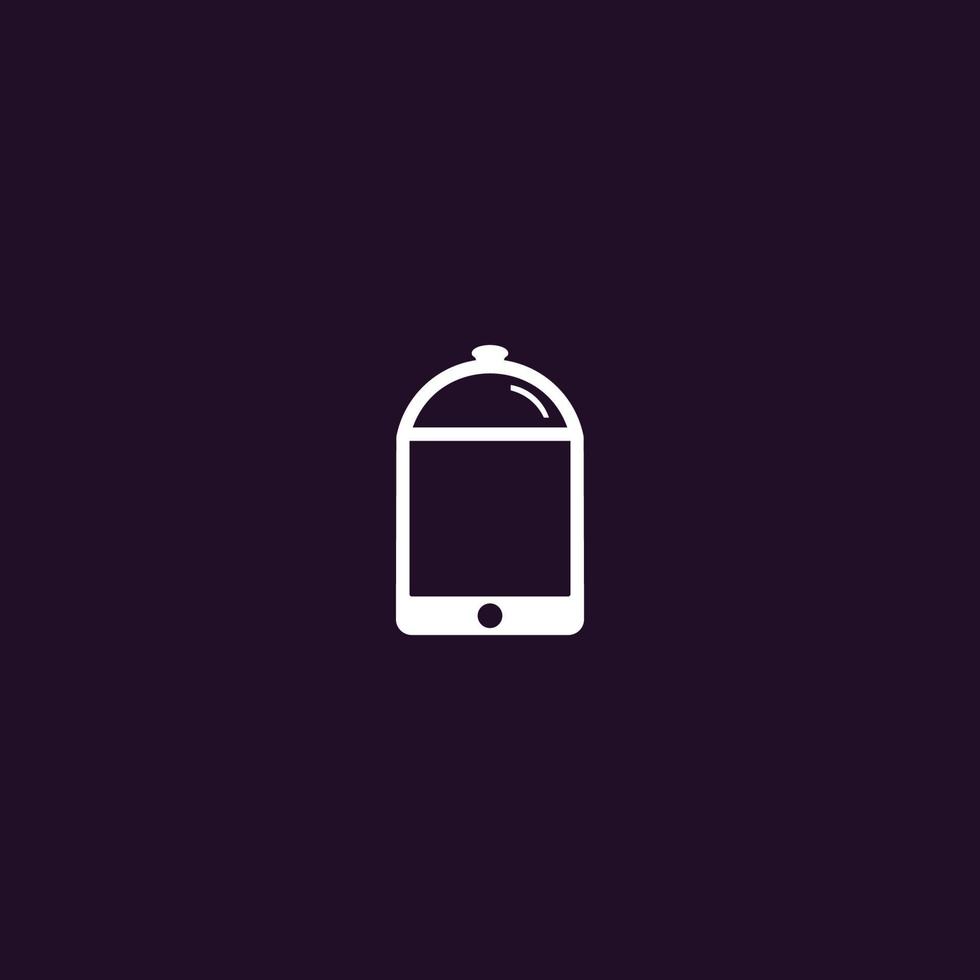 logotipo de design abstrato de ícone de smartphone e capuz de comida significando comida on-line vetor