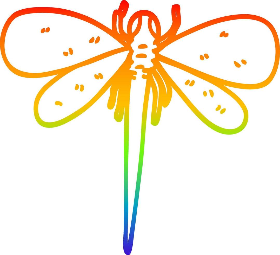 desenho de linha de gradiente de arco-íris desenho de grande inseto vetor