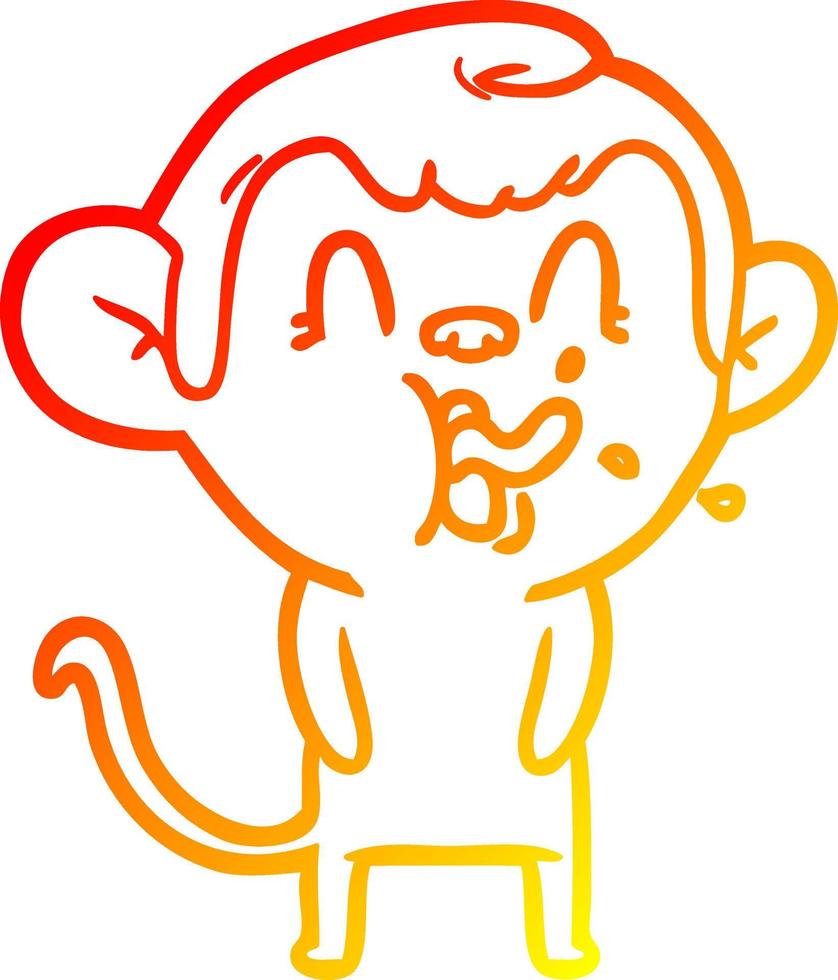 linha de gradiente quente desenhando macaco de desenho animado louco vetor