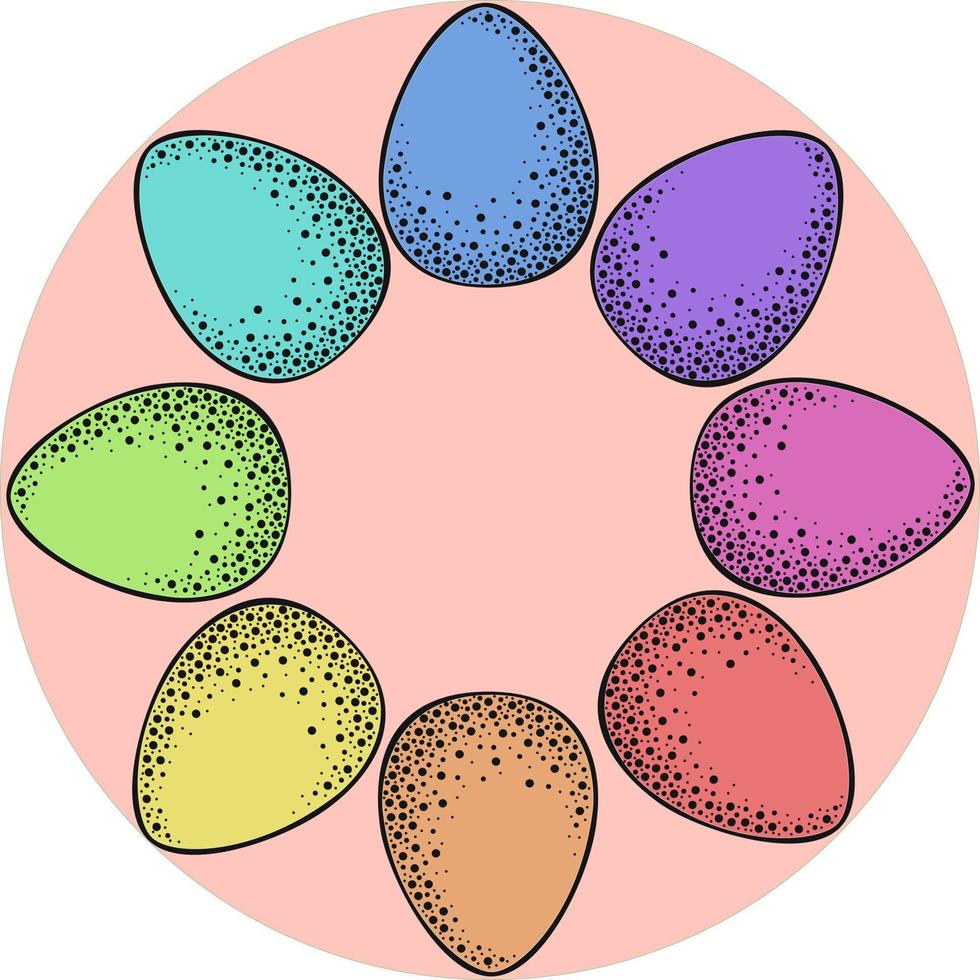 ilustração digital, moldura de ovos de páscoa coloridos vetor