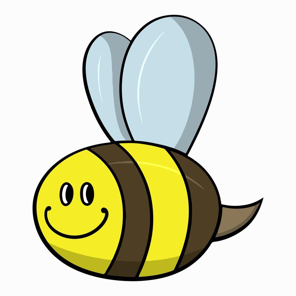 abelhinha bonitinha, sorrisos de abelha, ilustração vetorial em estilo cartoon em um fundo branco vetor
