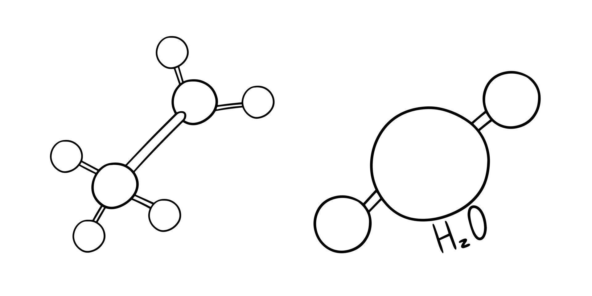 imagem monocromática, diagrama simples da estrutura da molécula, ilustração vetorial em estilo cartoon em um fundo branco vetor