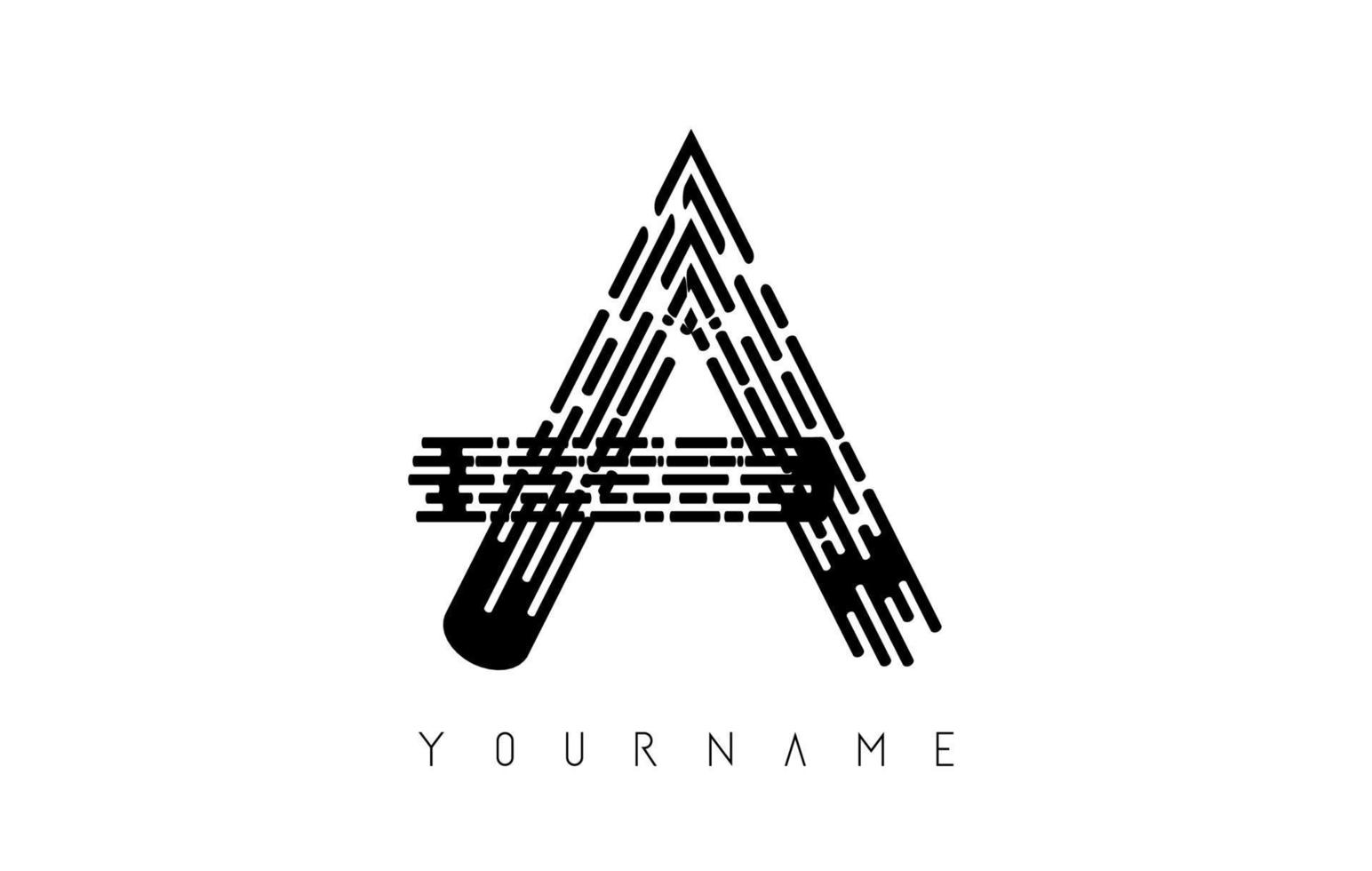 preto um conceito de logotipo de carta. monograma monocromático mínimo criativo com linhas e padrão de impressão digital. vetor