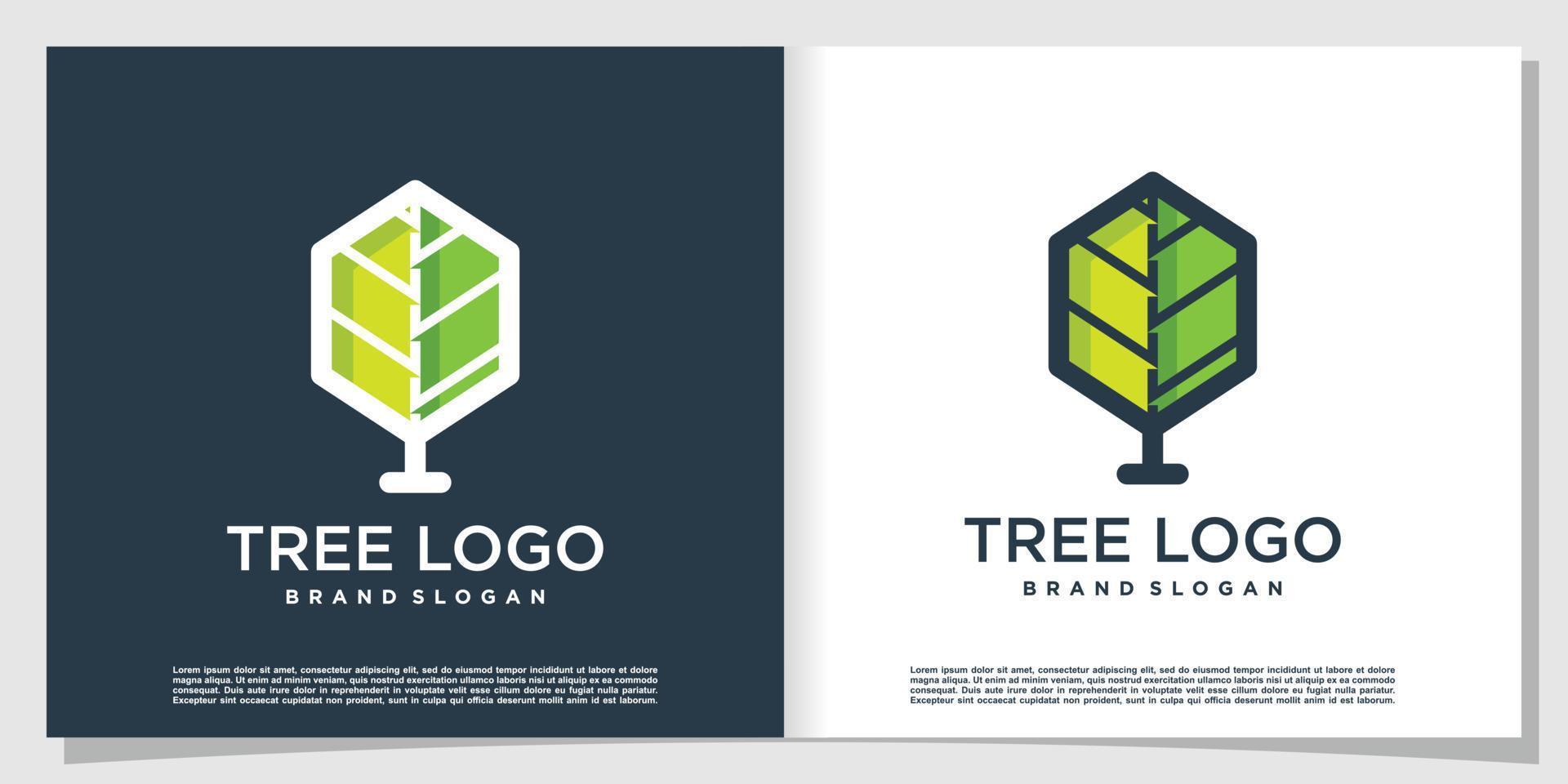 logotipo da árvore com vetor premium de estilo simples e criativo moderno
