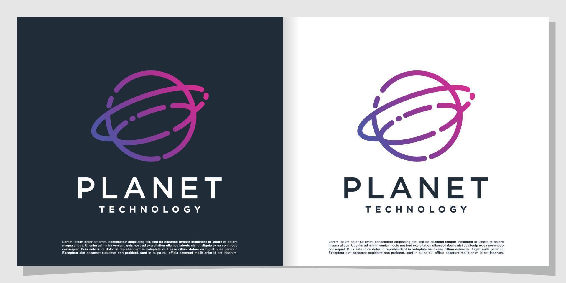logotipo de tecnologia do planeta com vetor premium de conceito moderno criativo