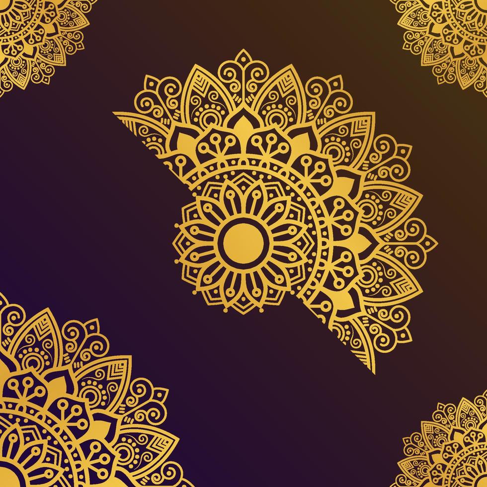design de fundo de mandala de cor dourada islâmica de luxo ornamento islâmico vetor