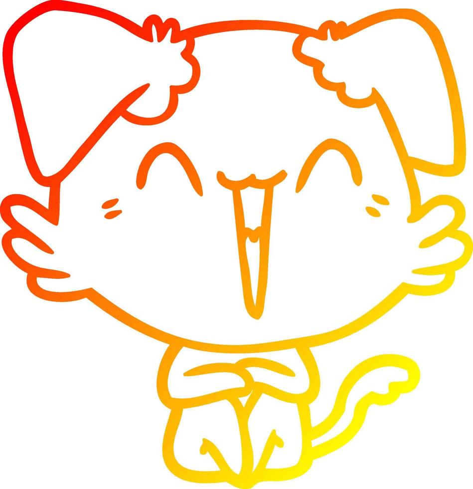 desenho de linha de gradiente quente desenho de cachorrinho feliz vetor