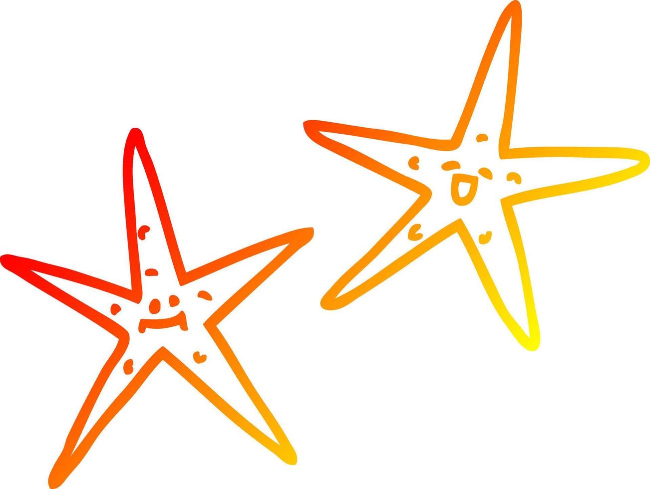 desenho de linha de gradiente quente desenho animado peixe estrela vetor