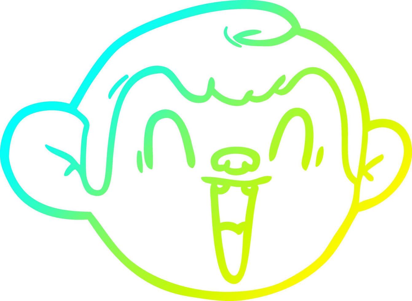 desenho de linha de gradiente frio rosto de macaco de desenho animado vetor