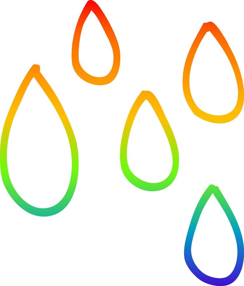 desenho de linha de gradiente de arco-íris gota de chuva de desenho animado vetor