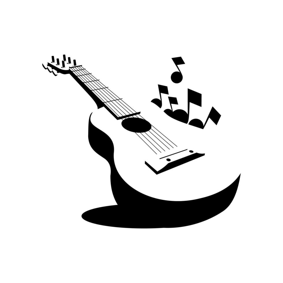 vetor de ilustração de violão clássico, silhueta de violão