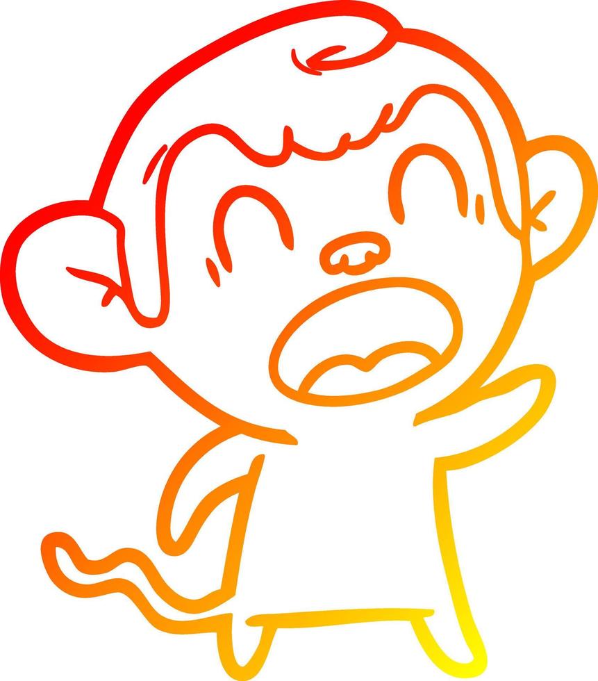 desenho de linha de gradiente quente gritando macaco de desenho animado vetor