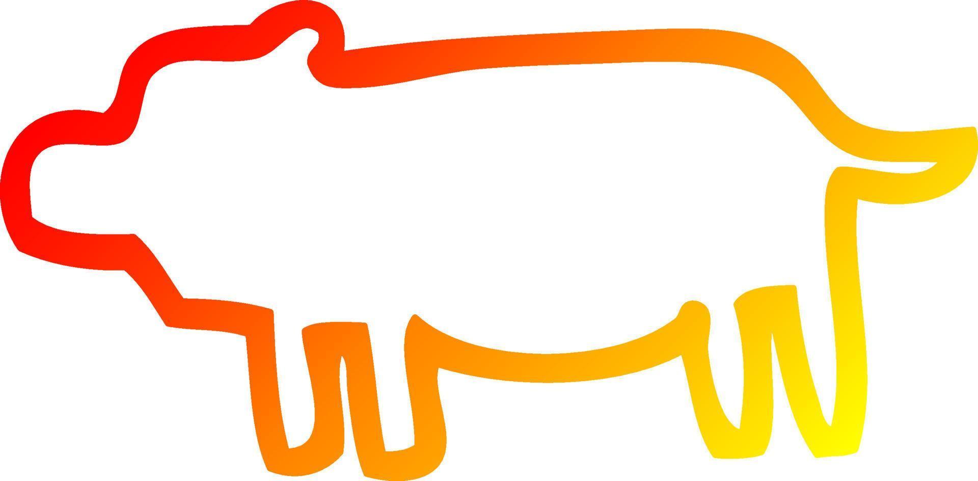 desenho de linha de gradiente quente símbolo animal dos desenhos animados vetor