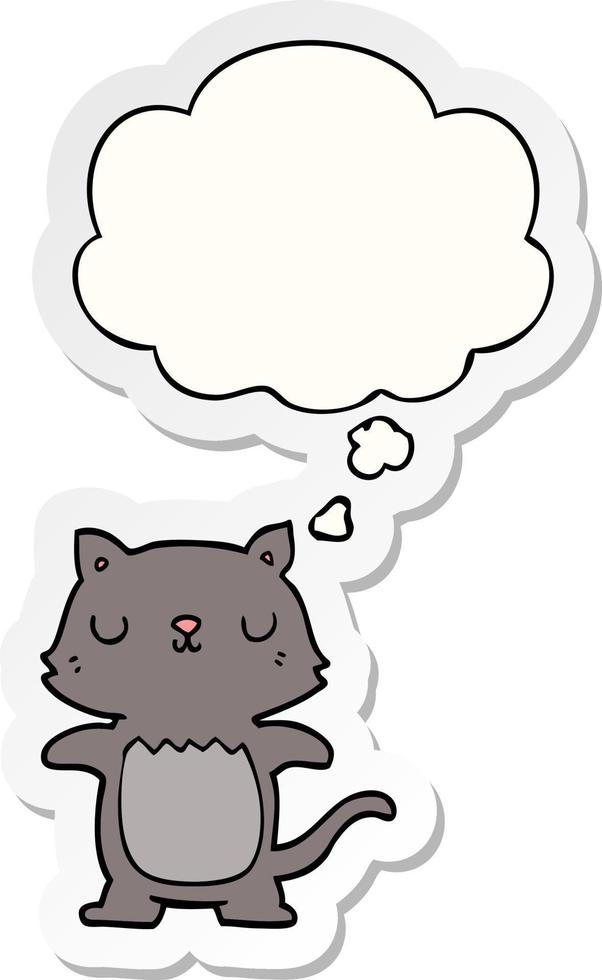 gato de desenho animado e balão de pensamento como um adesivo impresso vetor