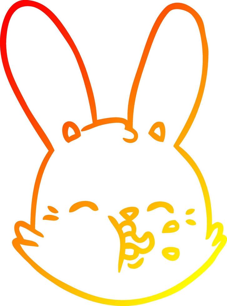 desenho de linha de gradiente quente desenho animado rosto de coelho engraçado vetor