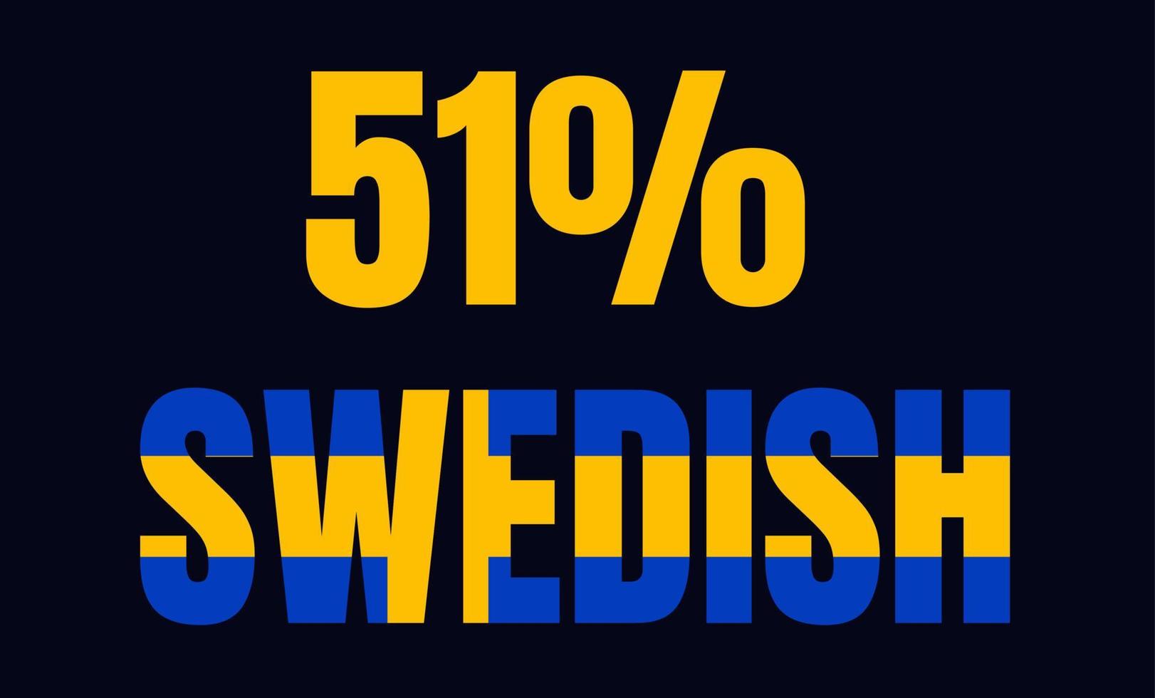 51 por cento ilustração de arte vetorial etiqueta sueca com fonte fantástica e cor amarela azul vetor