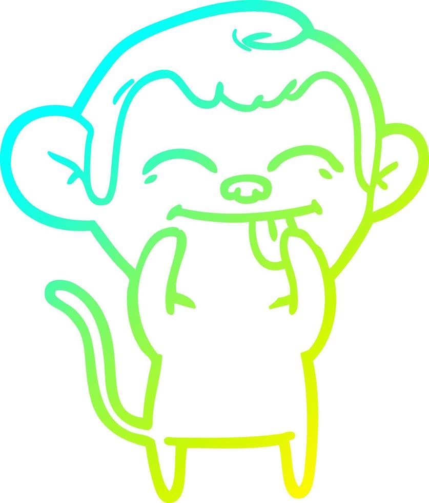 linha de gradiente frio desenhando macaco de desenho animado engraçado vetor