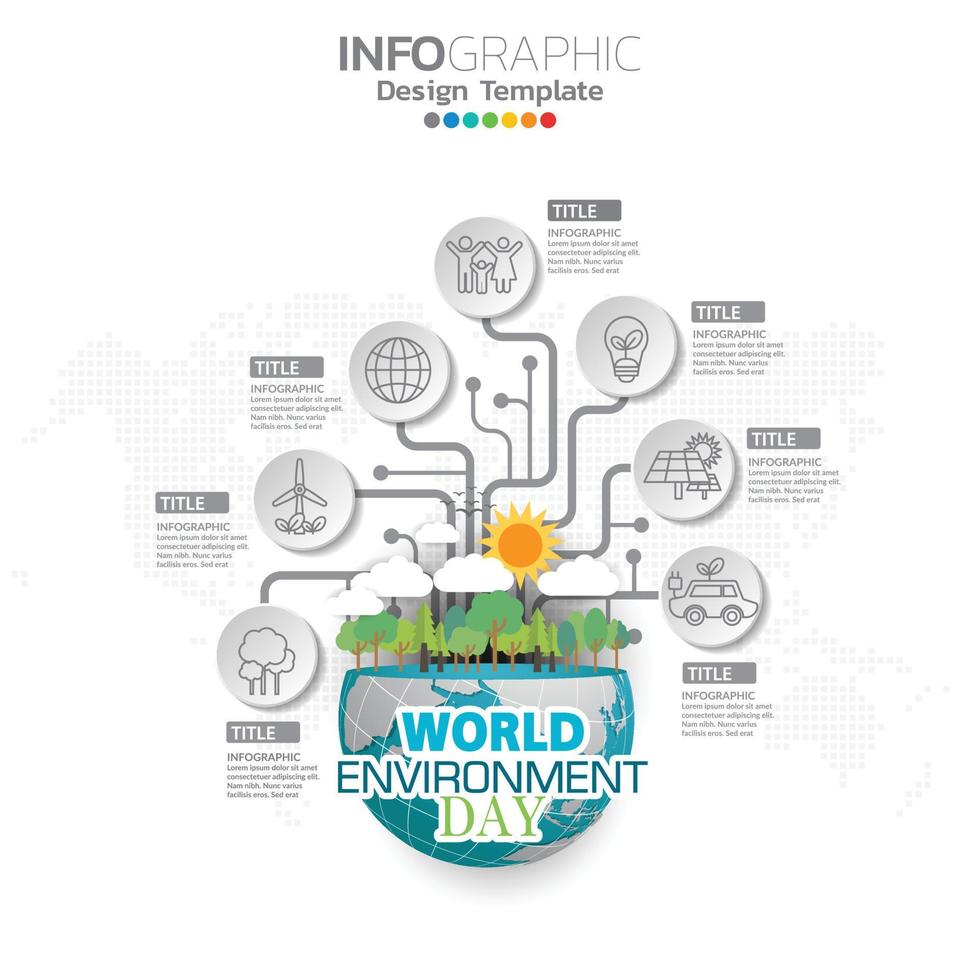 dia mundial do meio ambiente com modelo de infográfico de negócios. vetor