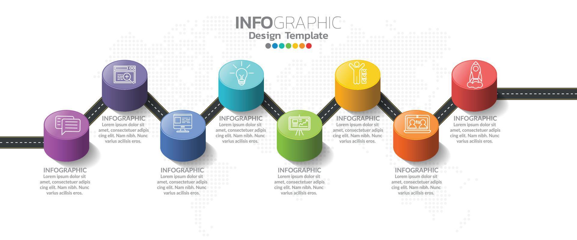 modelo de design de infográficos de linha do tempo com opções, diagrama de processo. vetor