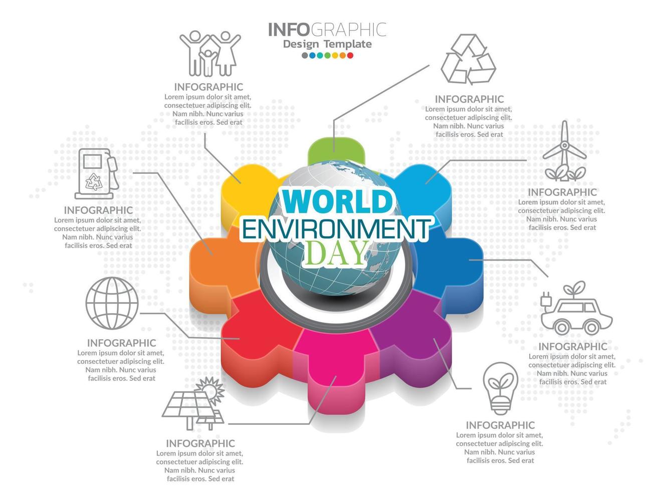 dia mundial do meio ambiente com modelo de infográfico de negócios. vetor